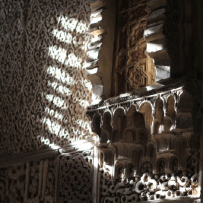 light falling over a wall in Alhambra