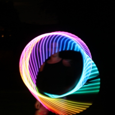 Long exposure on rainbow LED hoop